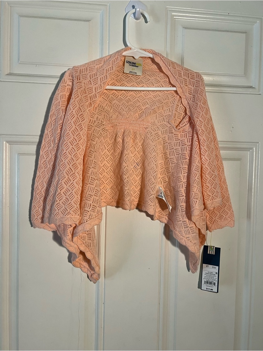 Tilly's Peach Open-Front Crochet Shrug